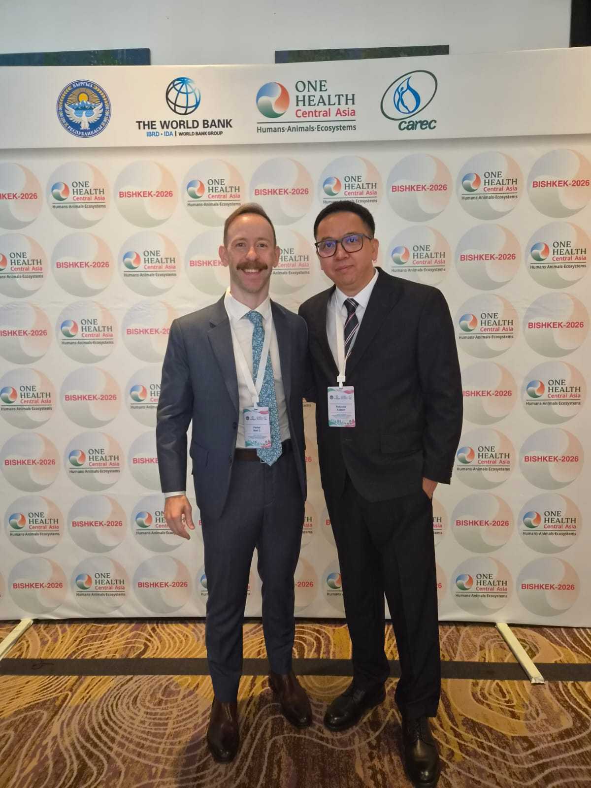 Matt Parker with a fellow delegate at the One Health Central Asia conference in Bishkek
